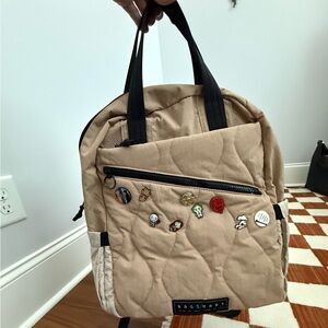 Tan Quilted Backpack